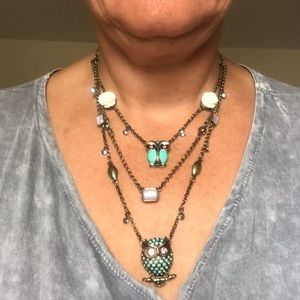 Betsey Johnson layered owl necklace